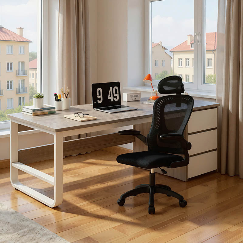 Комплект офис бюро + офис стол Think черен-сив-бял цвят