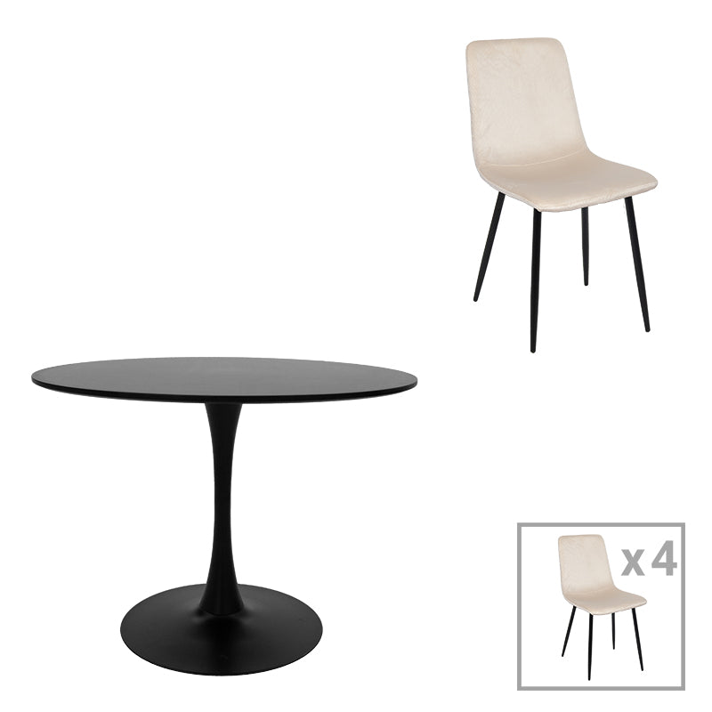 Трапезна маса balou-grato комплект от 5 бр бежово d100x73см