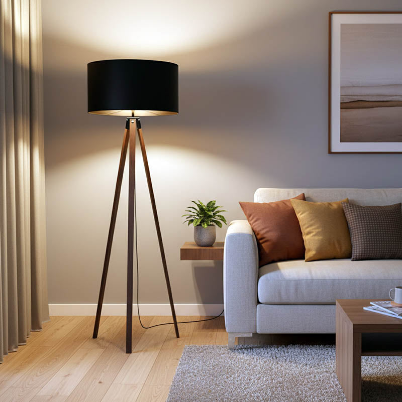 Подова лампа PWL-1059 Ε27 орех-черен D38x140см