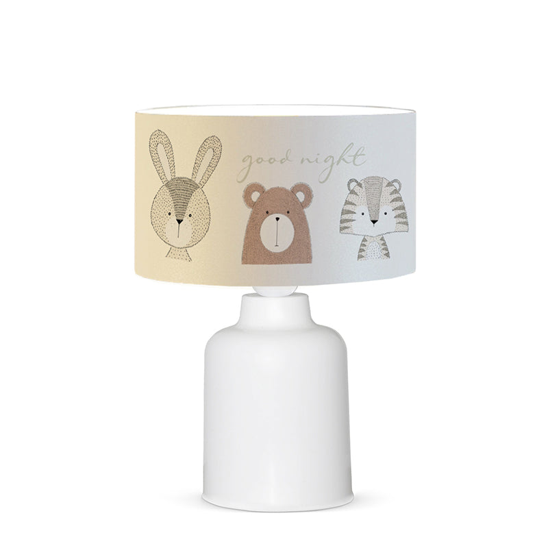 Детска настолна лампа PWL-1099 E27 бяло-сиво-кафяво D24x32см