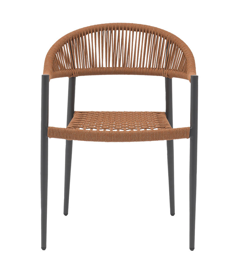 Фотьойл Freiburg алуминий черен-въже естествено-тухла цвят57/59/77см