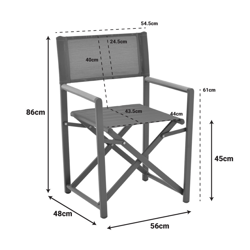 Режисьорски стол Mabu тъмно сив алуминий 56x48x86см