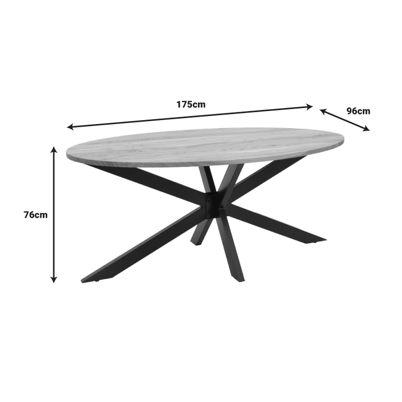 Маса трапезна Bonre естествено масивно акациево дърво-черен метален крак 175x96x76cm