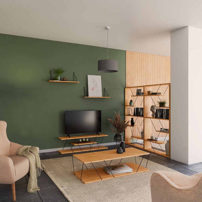 Стенен рафт Tars сонома-черен цвят 72x20x27см