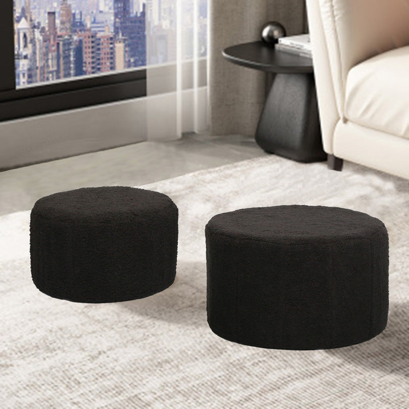 Табуретка - пуф Gabello плат букле в черен цвят d44x26.5см