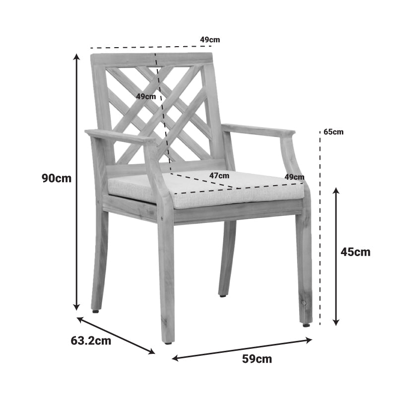 Кресло Bolena масив акациево дърво-бежов плат 59x63.2x89.9cм