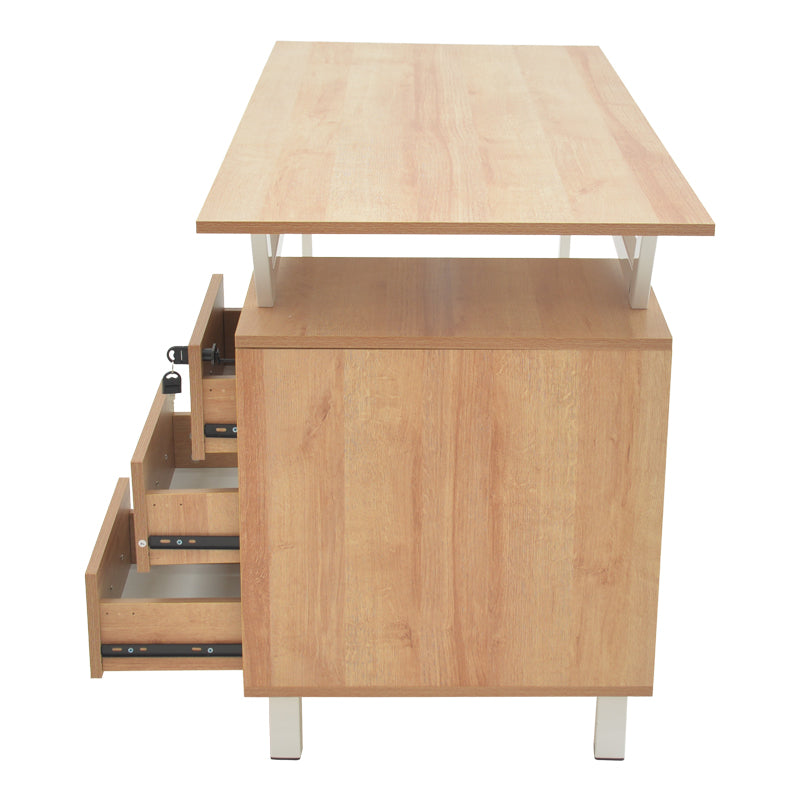 Офис бюро с чекмеджета Prosper меламин естествено бяло 140x60x76см