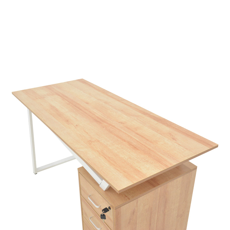 Офис бюро с чекмеджета Prosper меламин естествено бяло 140x60x76см