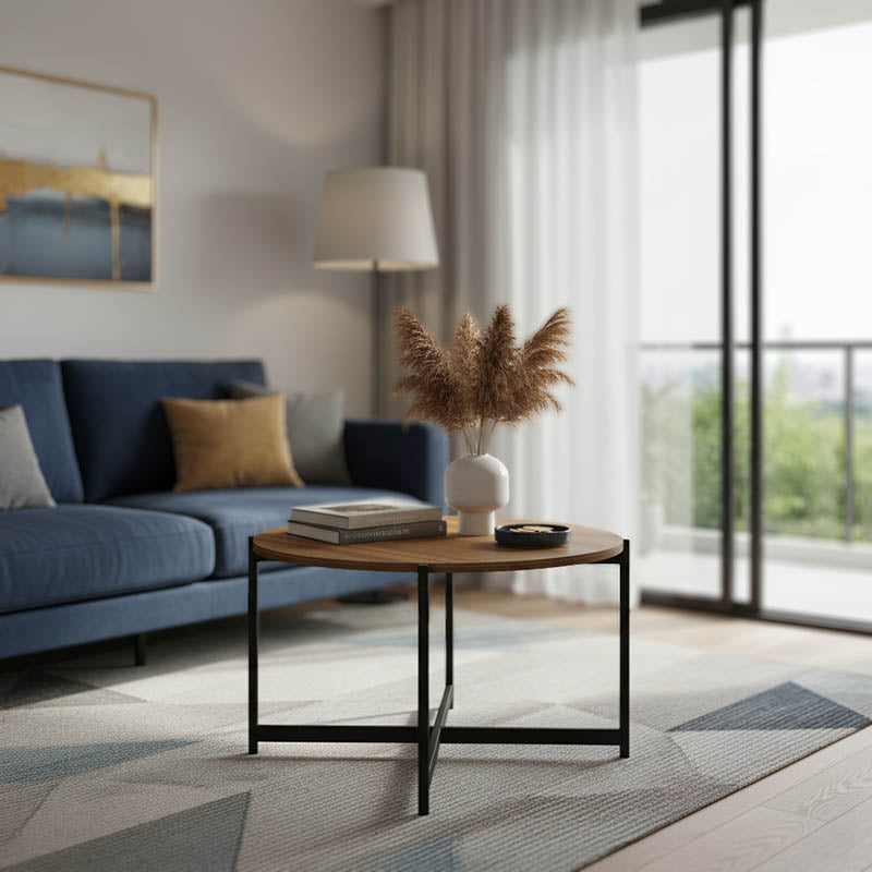 Маса за кафе Aisle меламин орех-черен D80x45см