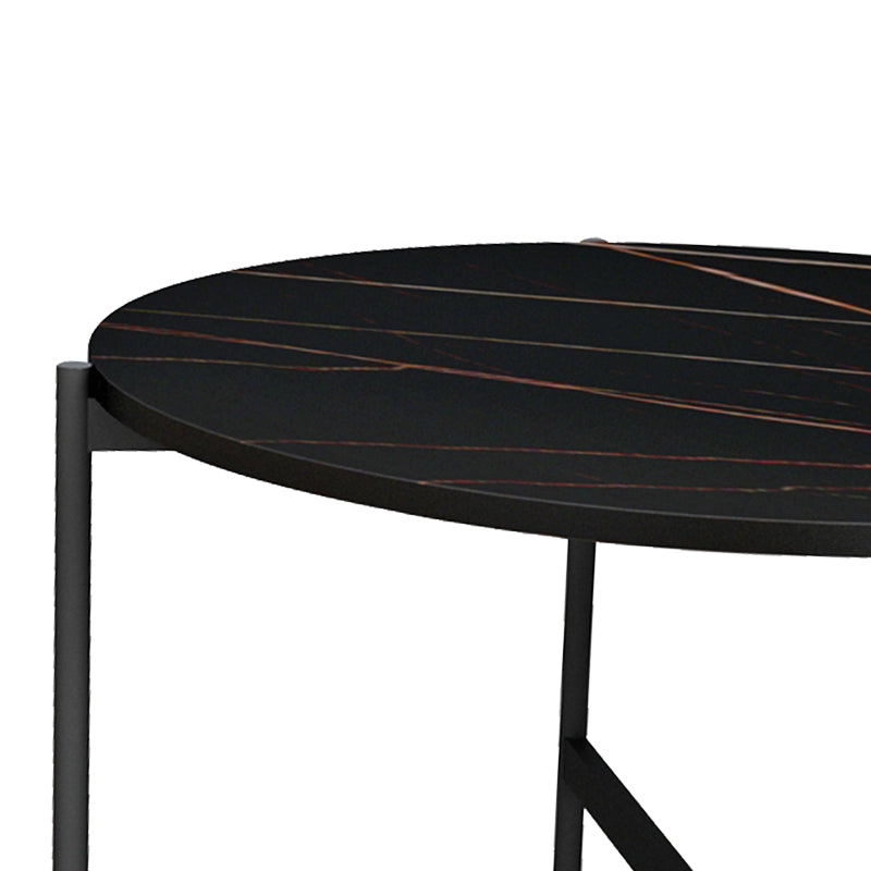 Маса за кафе Aisle черен мрамор меламин-черен метал D80x45cm