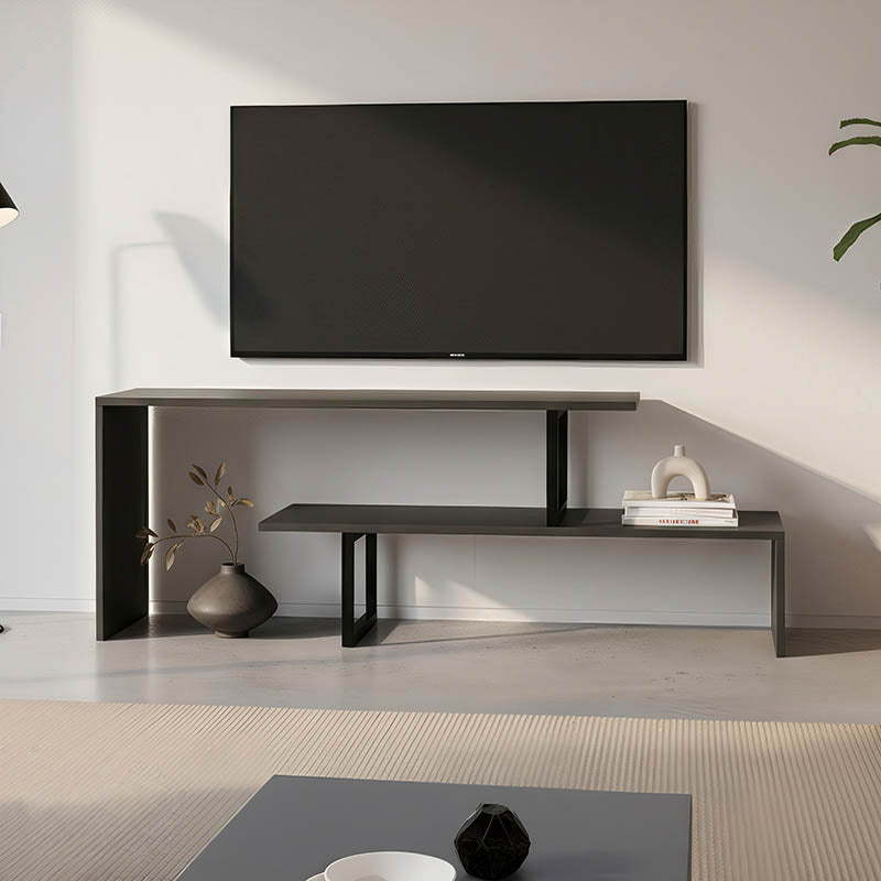 Стойка за телевизор Lilant меламин в сив цвят и черен метален крак 160x30x45см