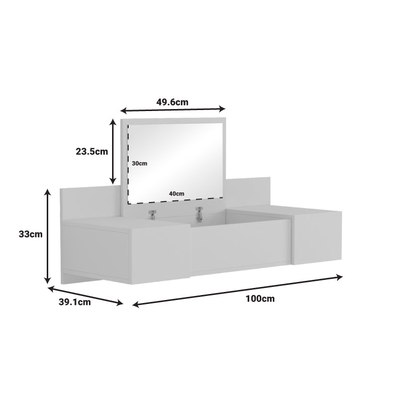 Тоалетка Paltar меламин в сив цвят 100x39.1x33см