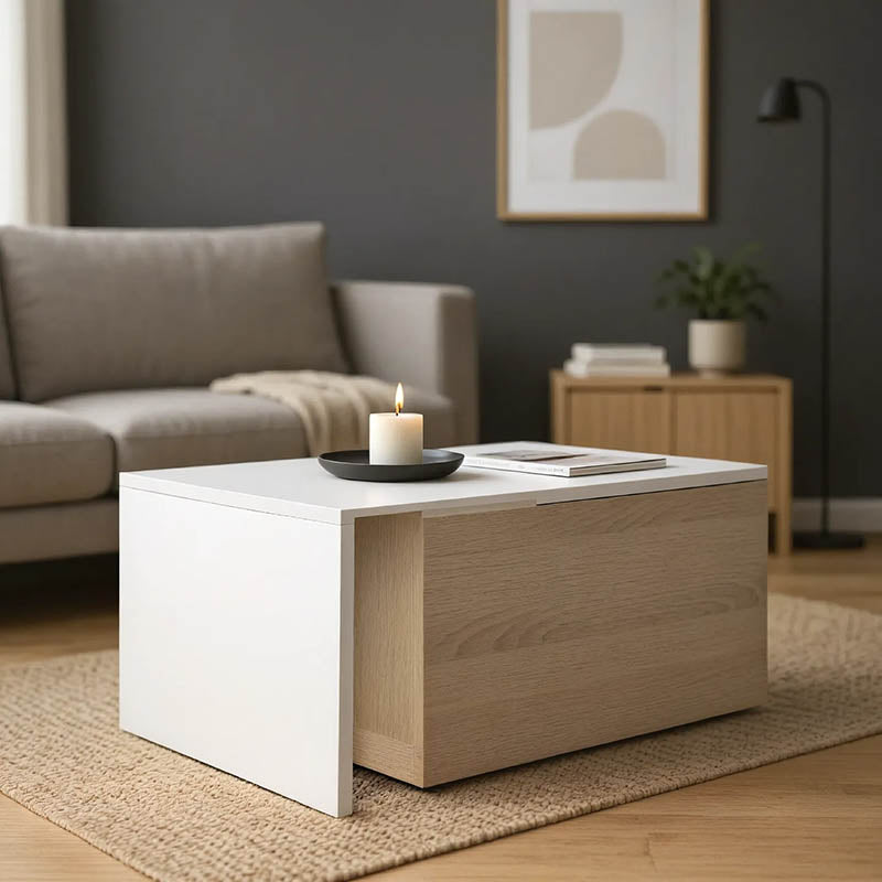 Разтегателна холна маса extera в бяло-сонома нюанс 100-160x50x45см