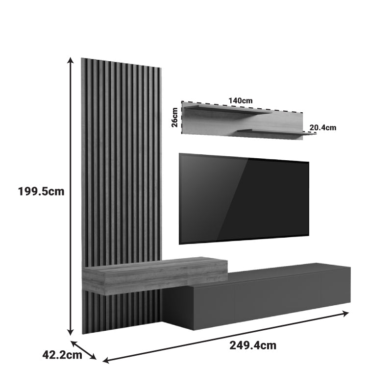 Холна гарнитура litende в бял нюанс-сонома 249.4x42.2x199.5см