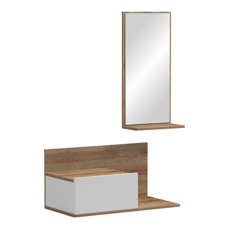 Мебел за антре Miranda с огледало в нюанс бял/ дъб 60x30x89.5см