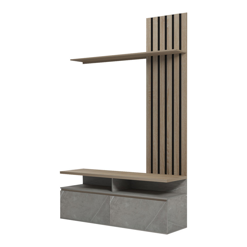 Холна гарнитура Perlento бежов мрамор нюанс и цвят сонома 140x41x219,5см