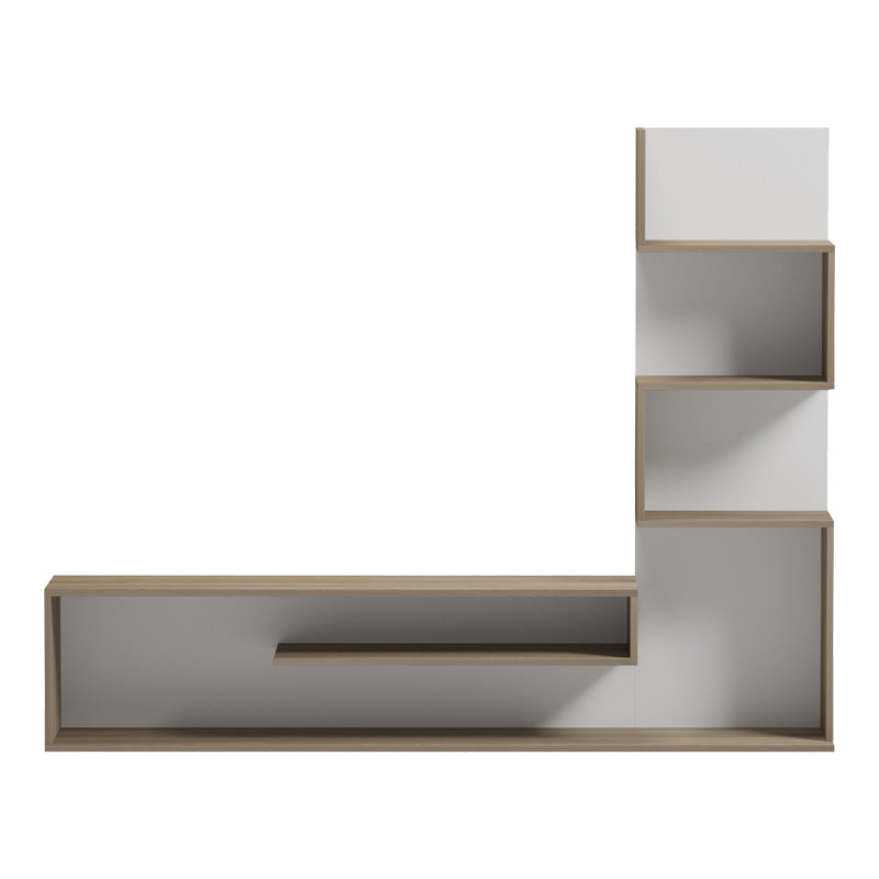 Тв шкаф Cazenda с библиотека в сонома и бял цвят 160x29x126см