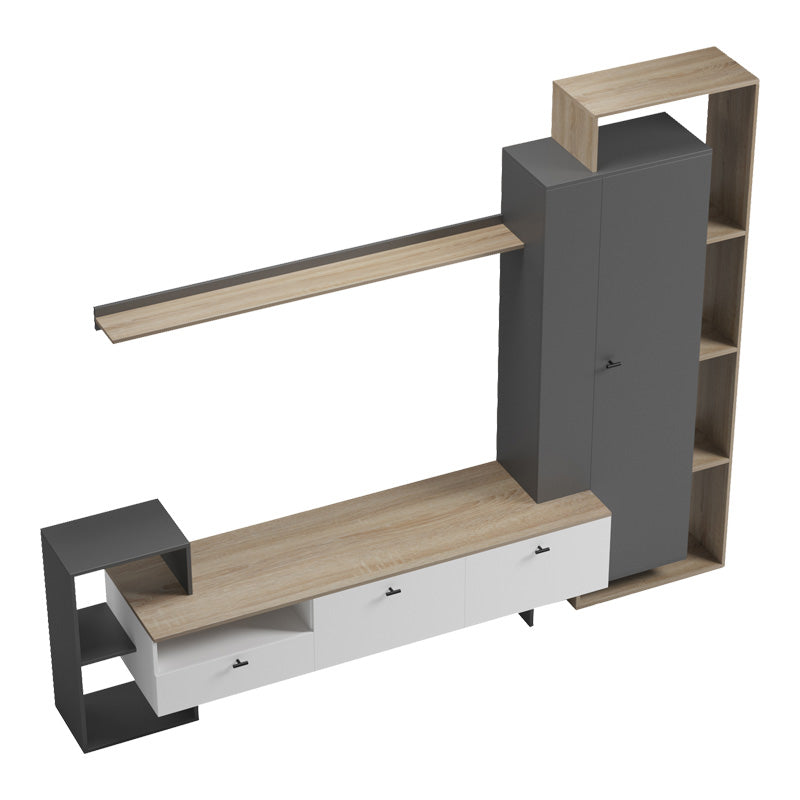 Холна гарнитура Ferefia в цвят сонома / бяло и тъмно сиво 240x45.5x189.5см