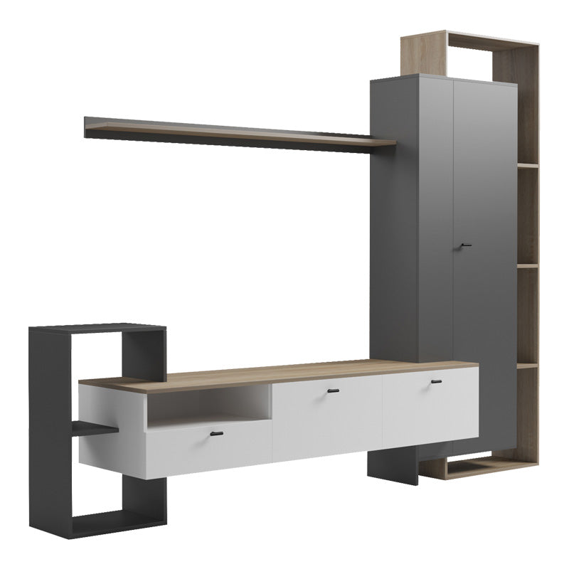 Холна гарнитура Ferefia в цвят сонома / бяло и тъмно сиво 240x45.5x189.5см