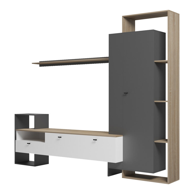 Холна гарнитура Ferefia в цвят сонома / бяло и тъмно сиво 240x45.5x189.5см