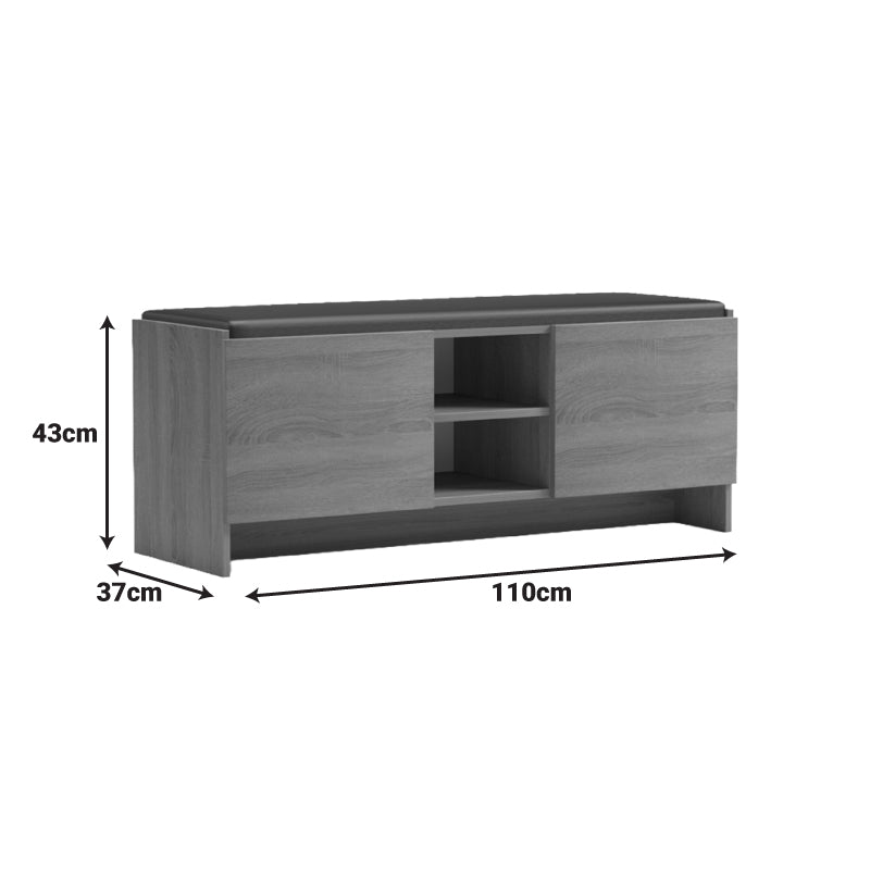 Поставка за обувки-табуретка Zulla сиво-бежово мраморен ефект-черно 110x37x43см