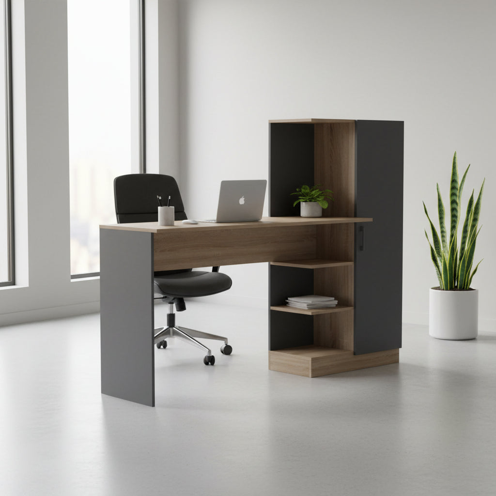 Офис с библиотека и шкаф OFISIO сонома-антрацит 152.3x40x120см