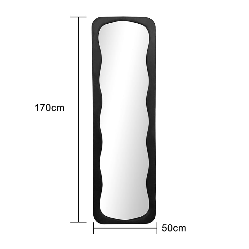 Кадифено огледало за под Lezour в черен цвят 50x5x170 см