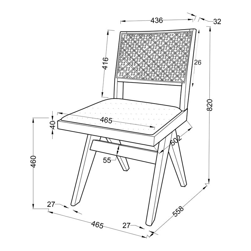 Стол Winslow каучуково дърво светъл орех-pvc естествен ратан-плат сив