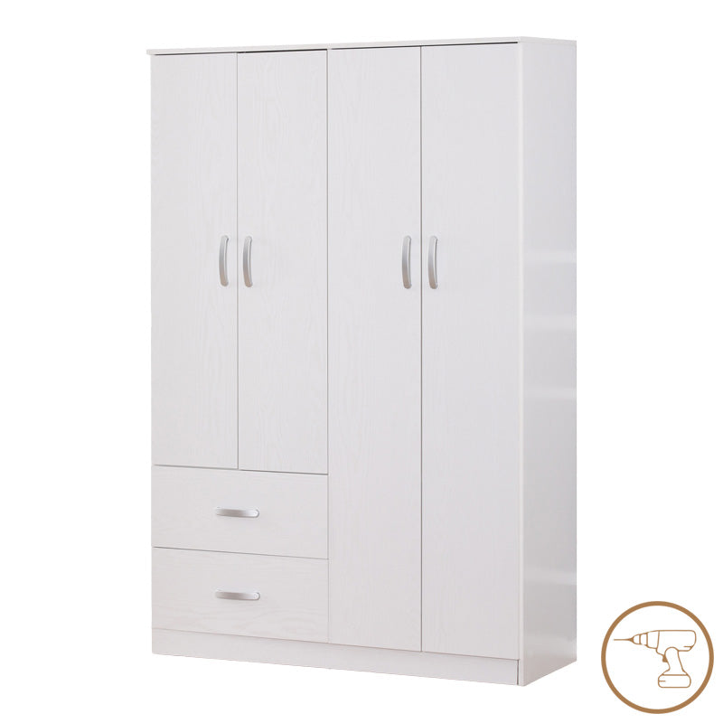 Четирикрилен гардероб Zelia с 2 чекмеджета в бял нюанс 120x42x180см