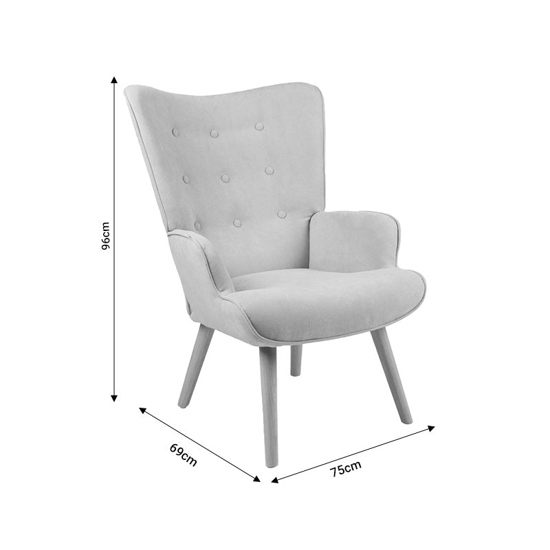 Фотьойл Fluffy плат кадифе тъмно сиво-естествен крак 75x69x96см