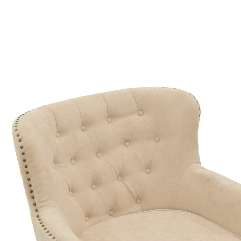 Кресло Keisi бежов плат-каучуково дърво крака в черен нюанс 81.5x84x92.5cm