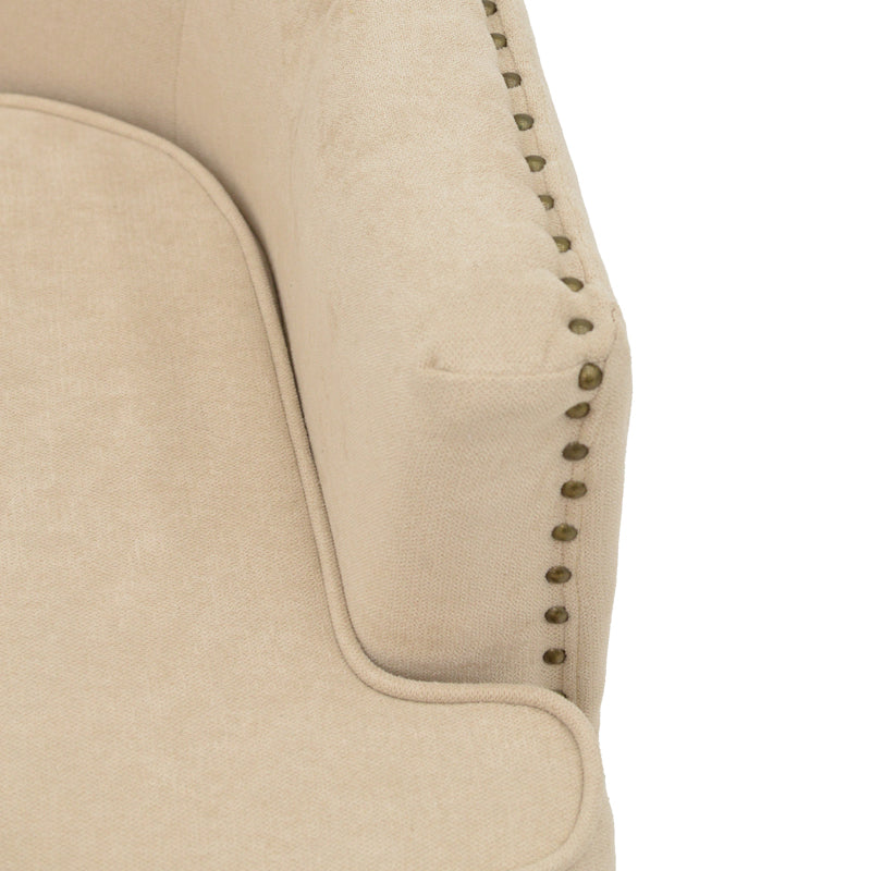 Кресло Keisi бежов плат-каучуково дърво крака в черен нюанс 81.5x84x92.5cm