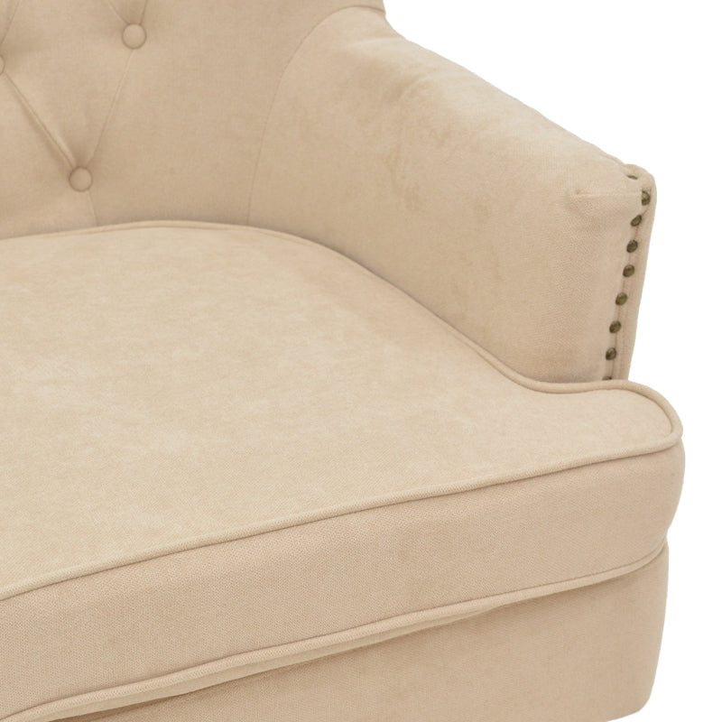 Кресло Keisi бежов плат-каучуково дърво крака в черен нюанс 81.5x84x92.5cm