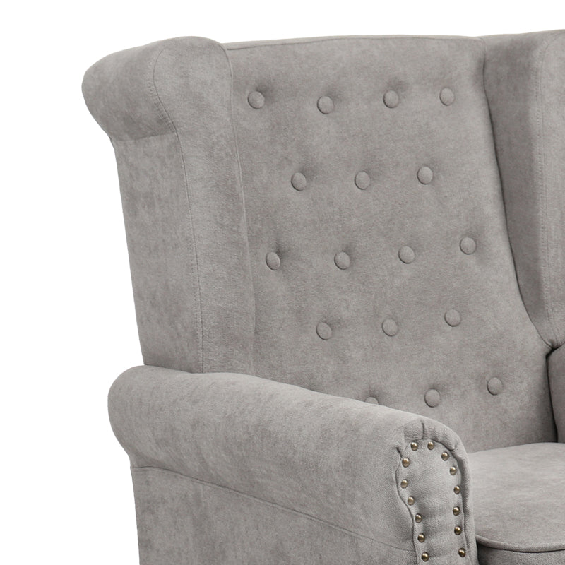 Фотьойл Piore сив плат и крак от естествено каучуково дърво 77x80x106см