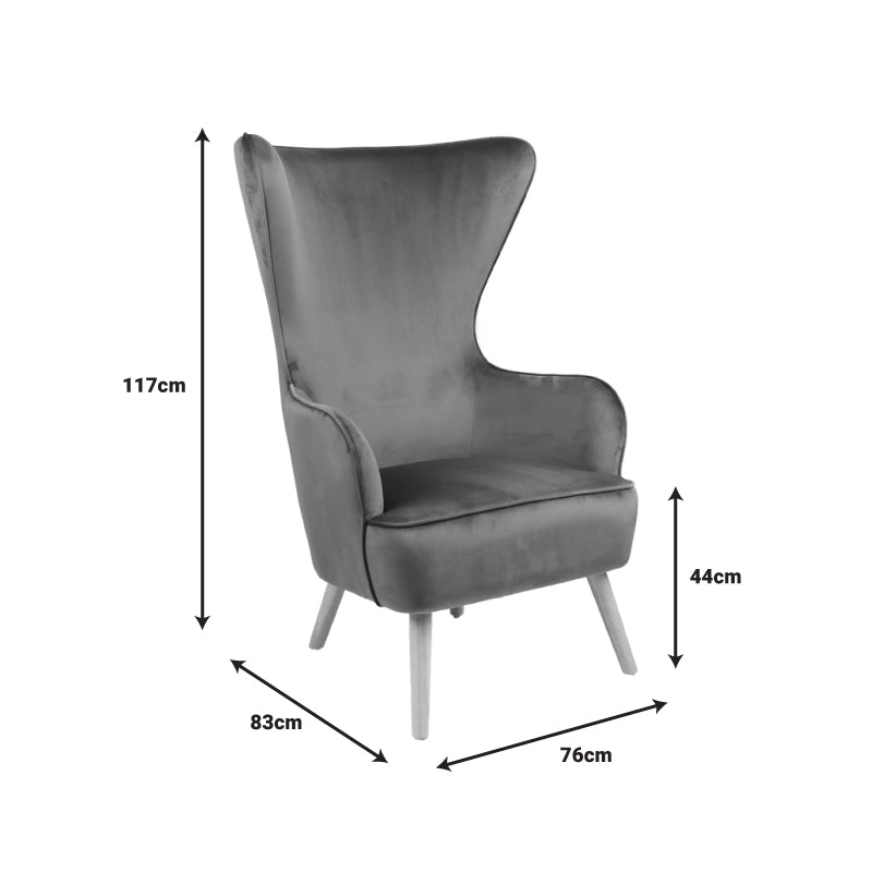 Фотьойл Byfon гнила ябълка кадифе крака каучуково дърво в естествен цвят 76x83x117см