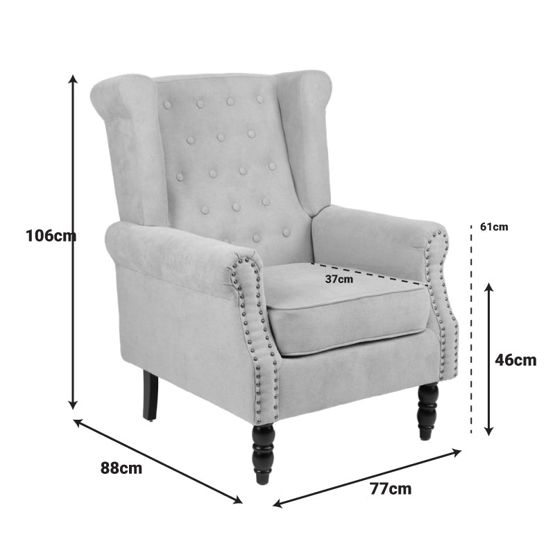 Фотьойл Рiore тъмносив плат и черен крак от каучуково дърво 77x80x106см