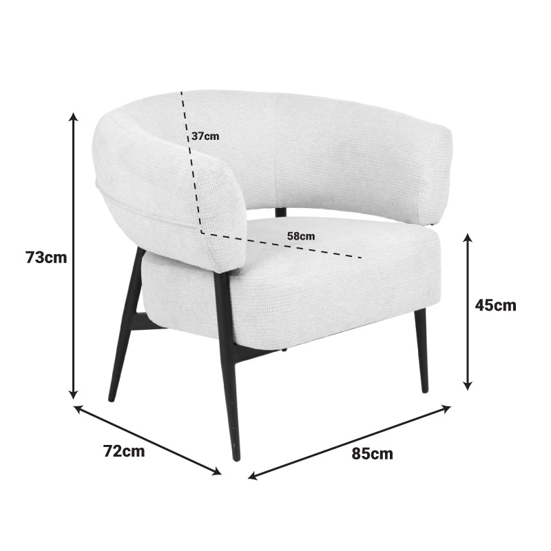 Фотьойл Penfel дамаска крем и черни метални крака 85x72x73см