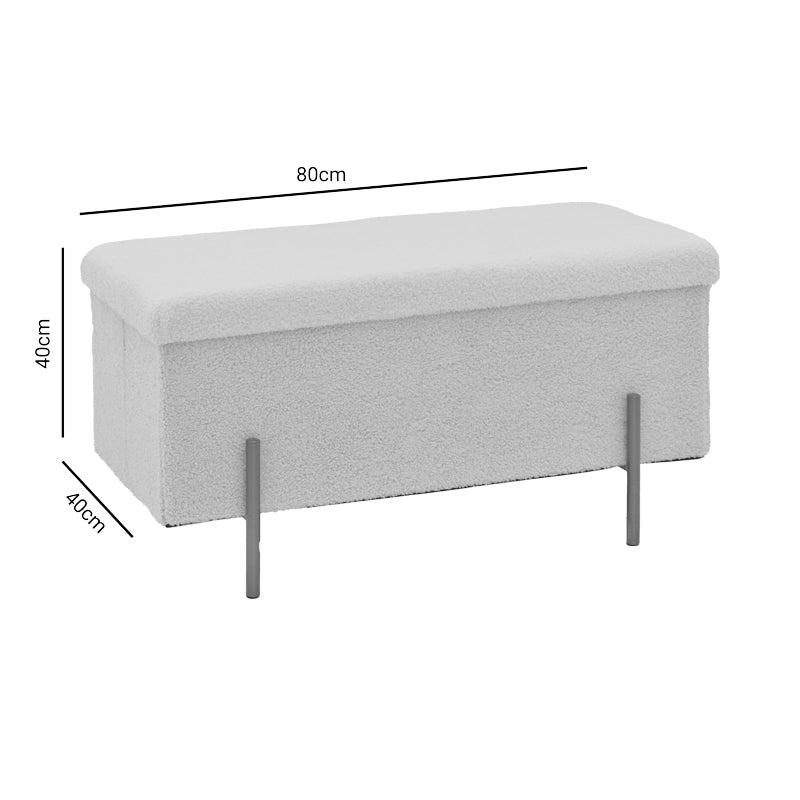 Табуретка-куфар ziwel teddy бяло-златисто 80x40x40см