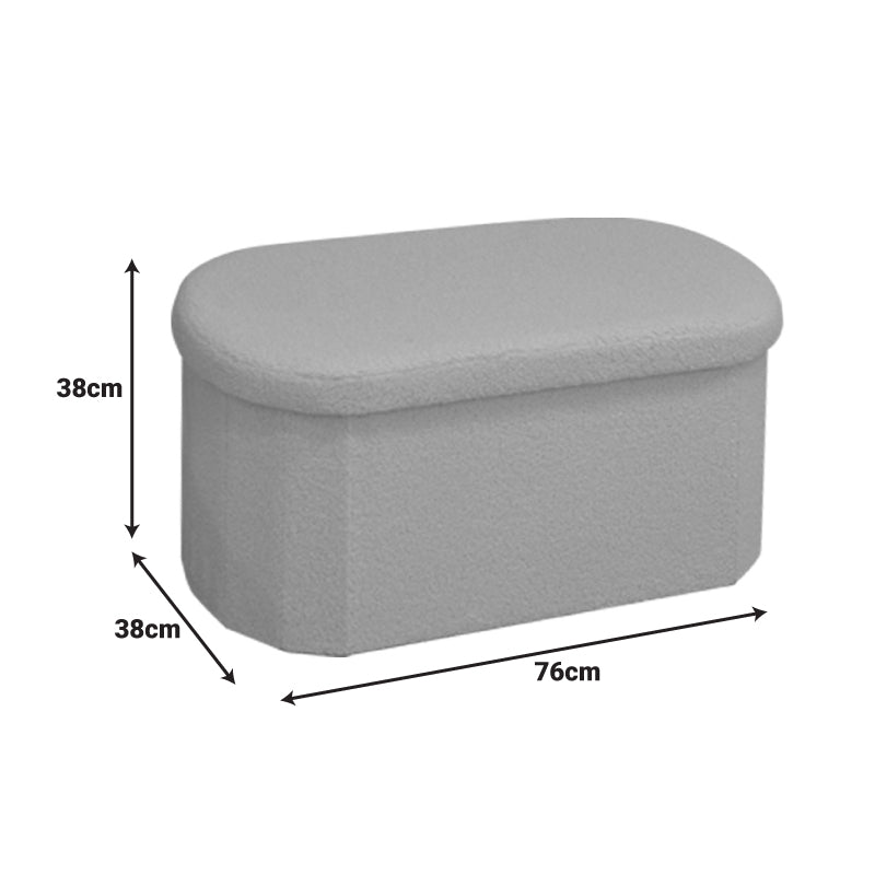 Табуретка-куфар Otto , плат букле в цвят слонова кост 76x38x38см