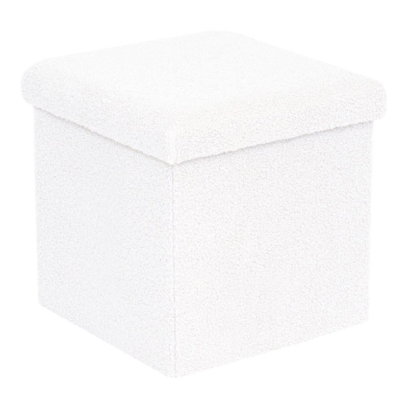 Табуретка-куфар плат букле в цвят слонова кост 38x38x38см