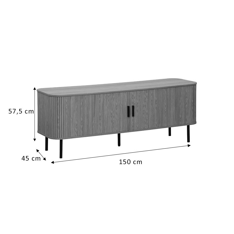 ТВ-Бюфет Scandi MDF естествен цвят с черни метални крака 150x45x57.5cm