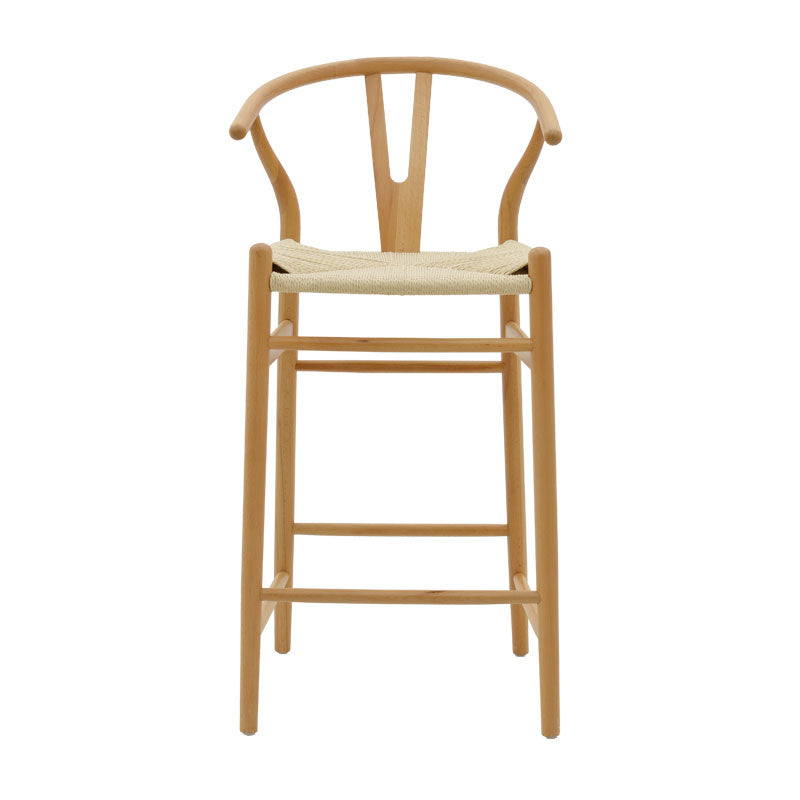 Бар стол Wishbone естествен бук-естествено въже 53x54x107см