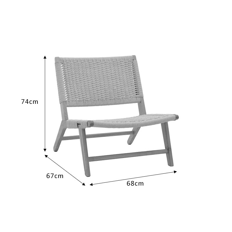 Фотьойл Filippo естествен бук-естествено въже 68x72x74см