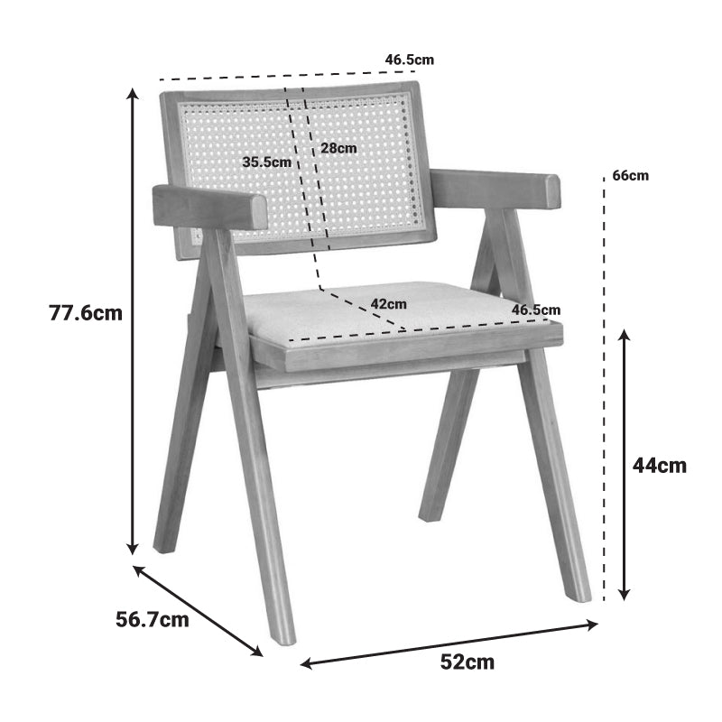 Фотьойл Winslow естествено каучуково дърво 52x59x79см