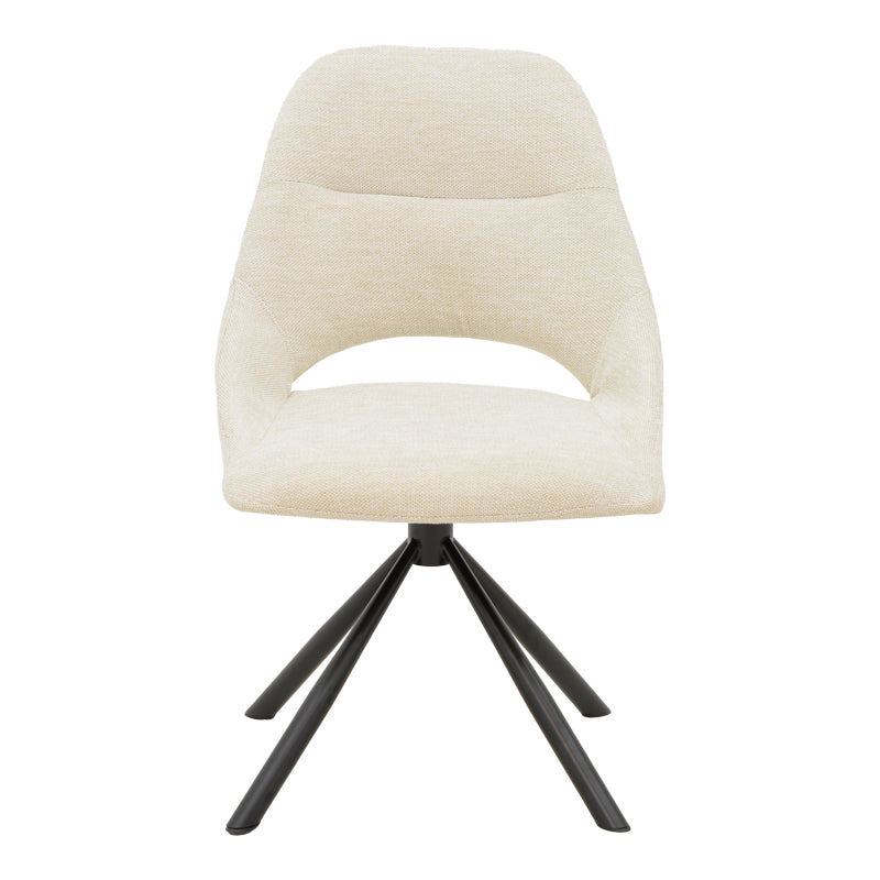 Стол Luciano кремав плат и черен метален крак въртящ се 52x58x86см