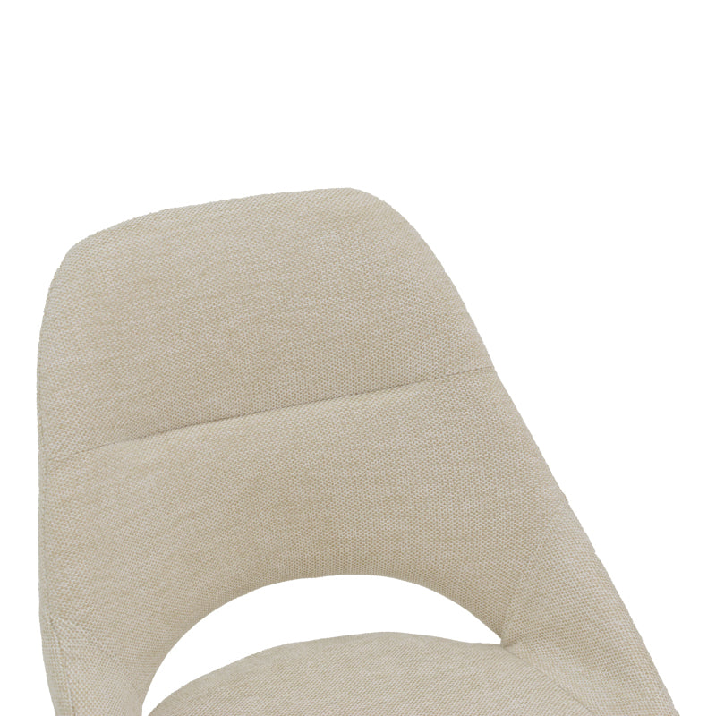 Стол Luciano кремав плат и черен метален крак въртящ се 52x58x86см