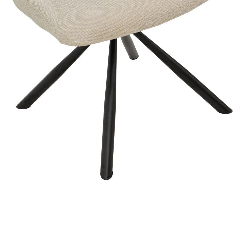 Стол Luciano кремав плат и черен метален крак въртящ се 52x58x86см