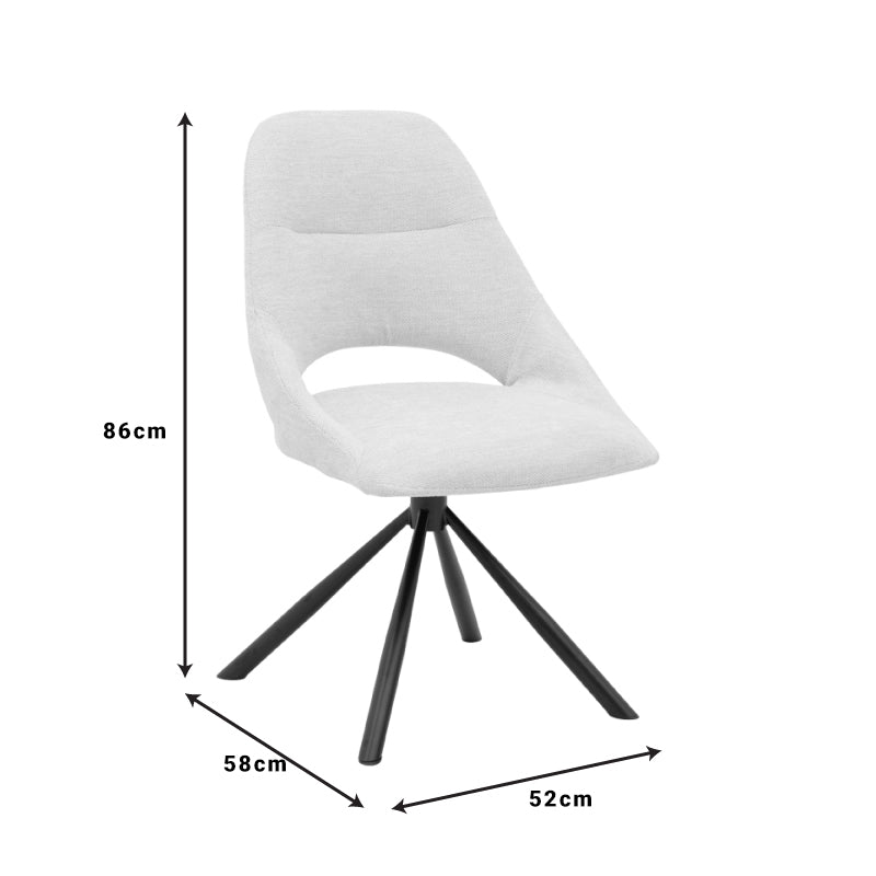 Стол Luciano кремав плат и черен метален крак въртящ се 52x58x86см