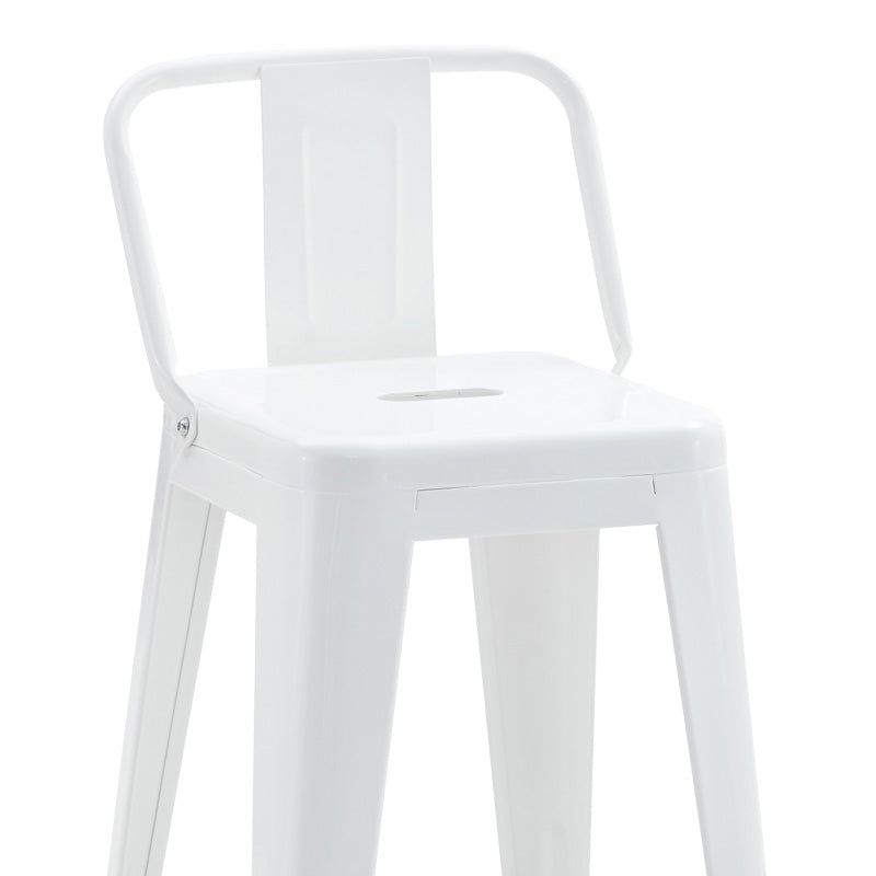 Средно висок бар стол с облегалка Utopia метал в бял нюанс 42x42x86см