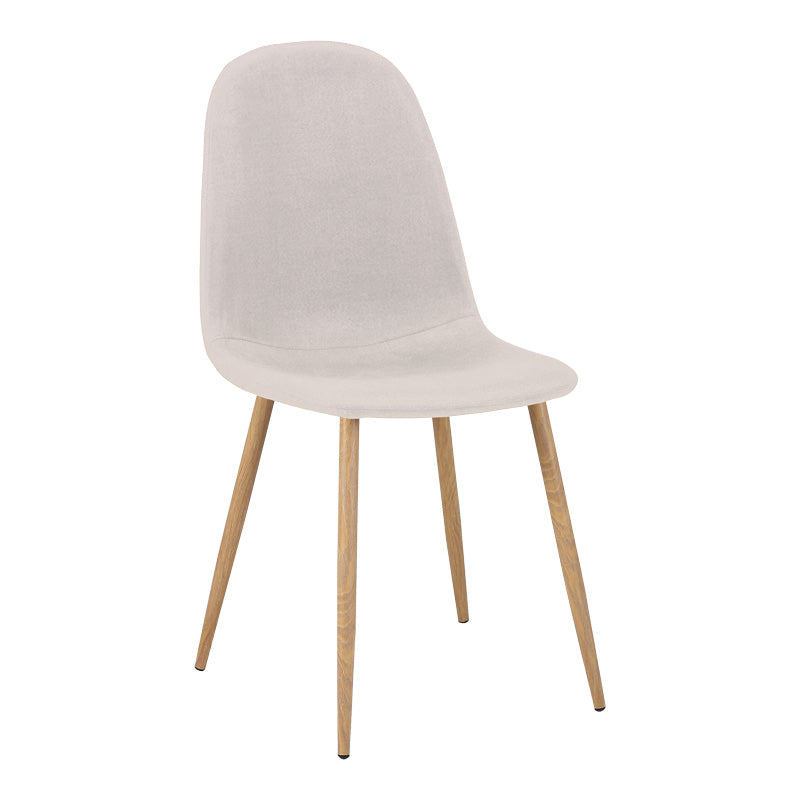 Трапезен стол Bella светло сив плат и естествен цвят метален крак 43.5x52x89см